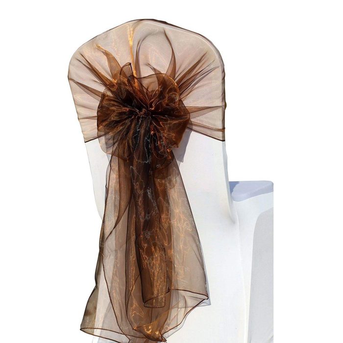 10Pc Chocolate Organza Hood - Image 1