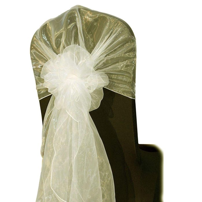 10Pc Ivory Organza Hood - Image 1