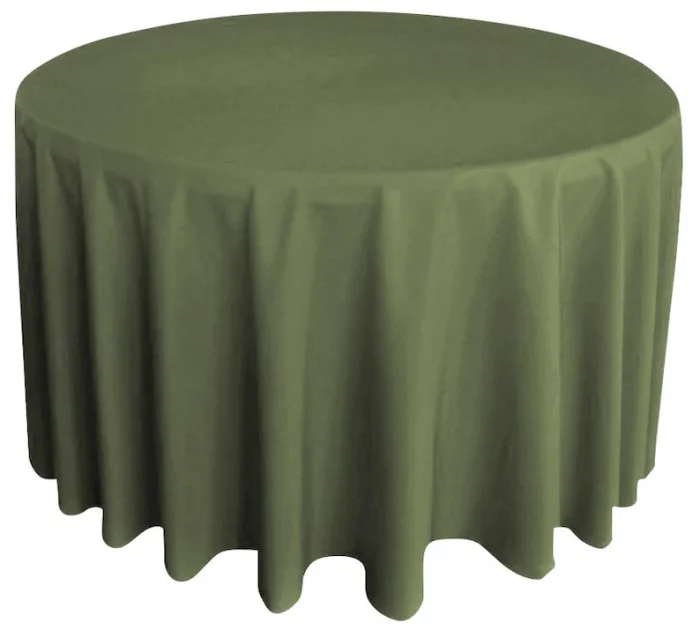 54" Round Sage Green Polyester Tablecloth - Image 1