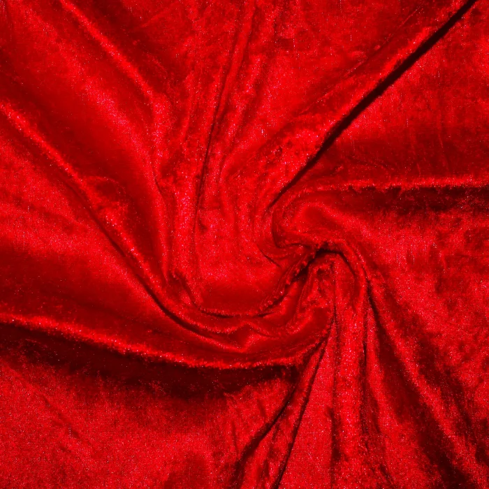 48" Red Crushed Velvet Tablecloth - Image 1